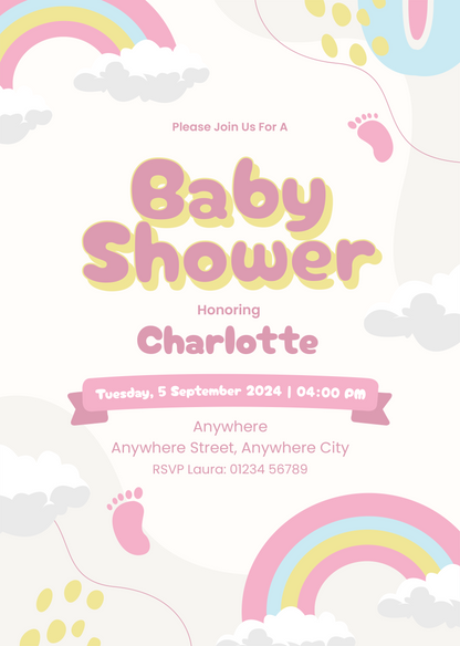 Cute Rainbow Baby Shower Invitation