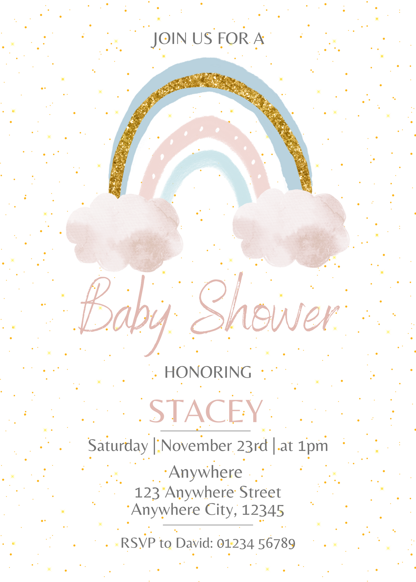 Pastel Rainbow Baby Shower Invitation