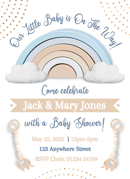 Boohoo Rainbow Baby Shower Invitation