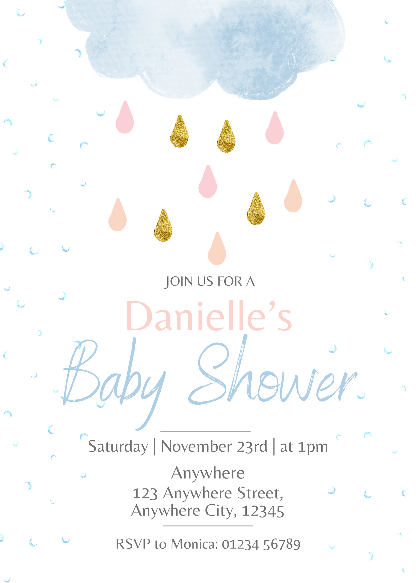 Raindrops Baby Shower Invitation