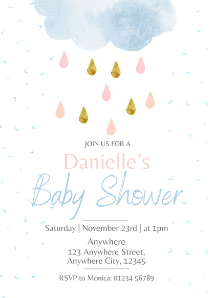 Raindrops Baby Shower Invitation