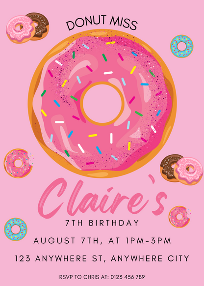 Donut Party Birthday Invitation