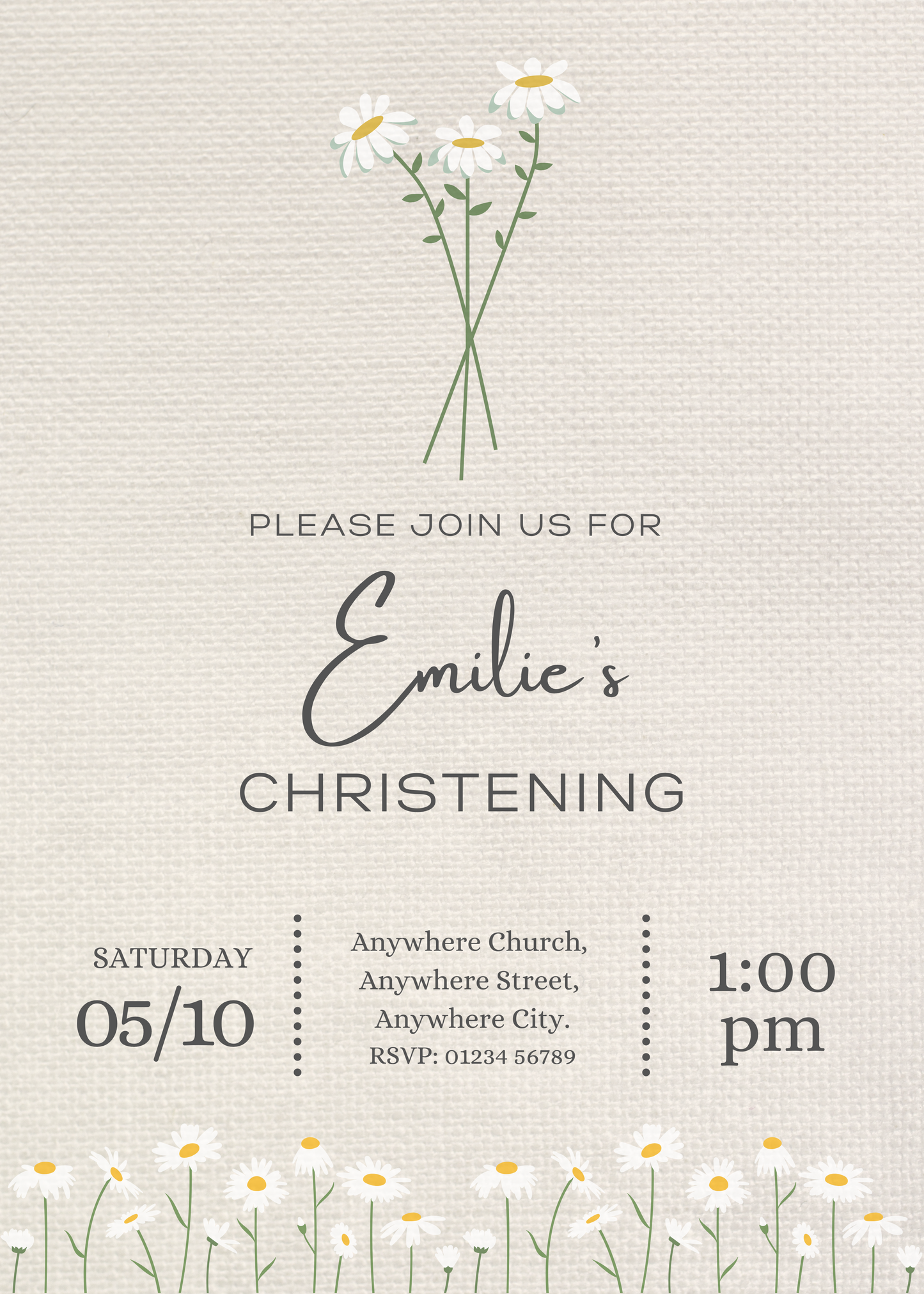 Daisy Christening Invitation