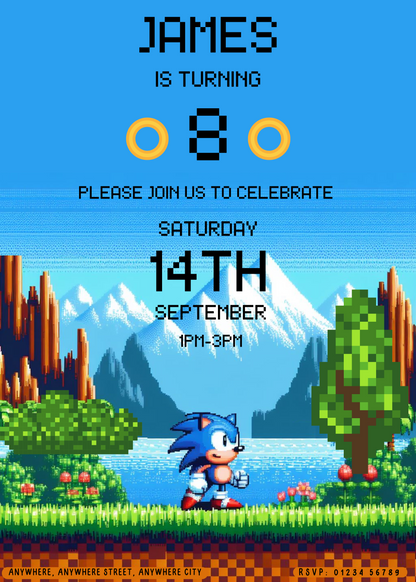 Sonic The Hedgehog Birthday Invitation